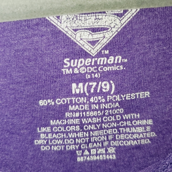 Superman Long Sleeve Light Weight Sweatshirt Purple 122 - Picture 3 of 5